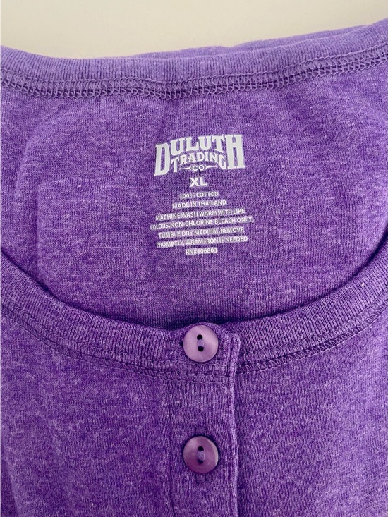 Duluth Trading Co Tops - Duluth Trading Co Women’s Heather Purple Henley Short Sleeve Tee Top, Size XL